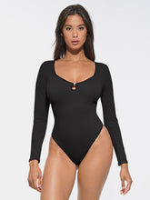 Long Sleeve Ribbed Bodysuit - Black